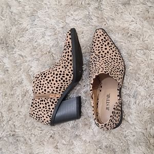JustFab Leopard Print D'Orsay Booties